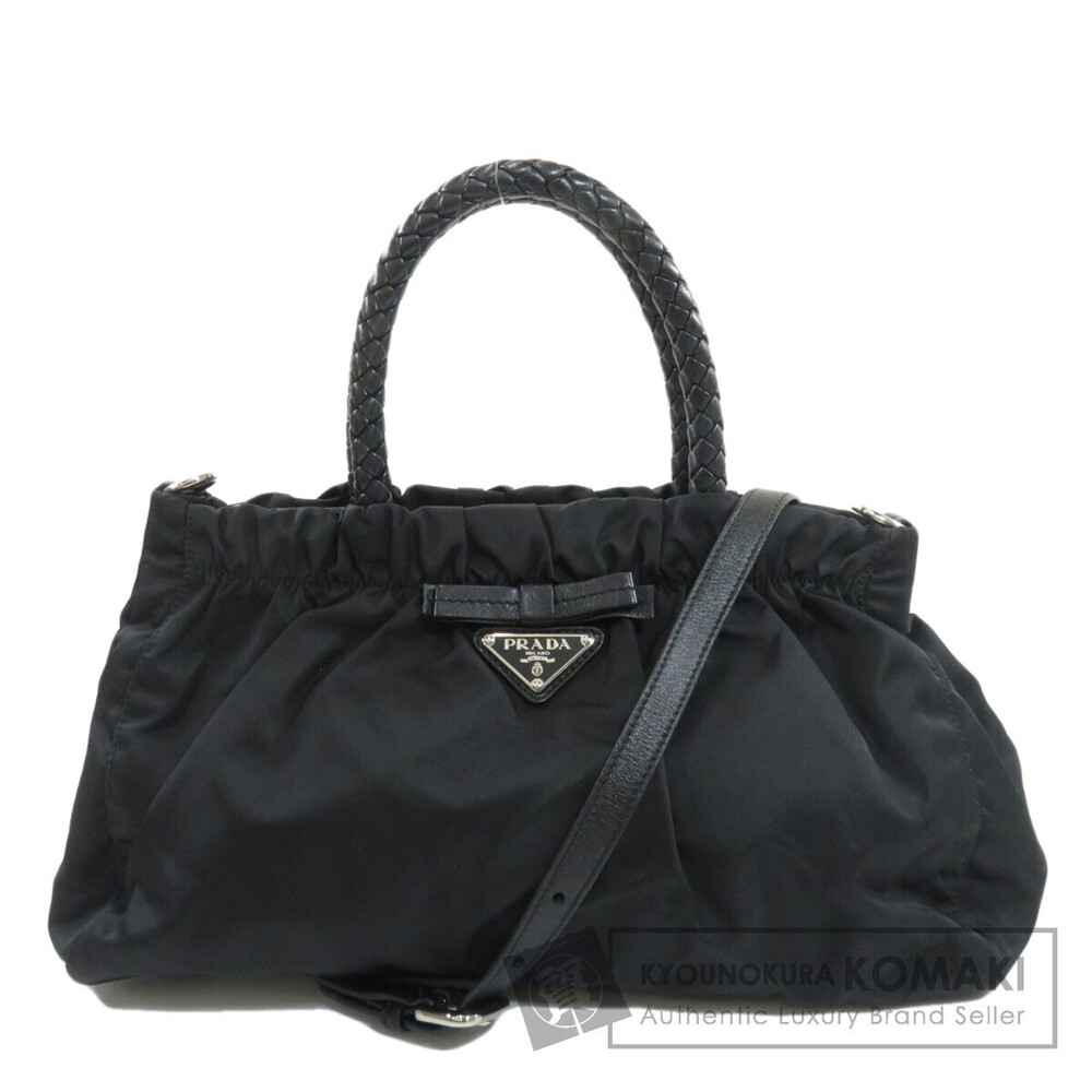 Prada Tessuto gathered bow shoulder bag Black